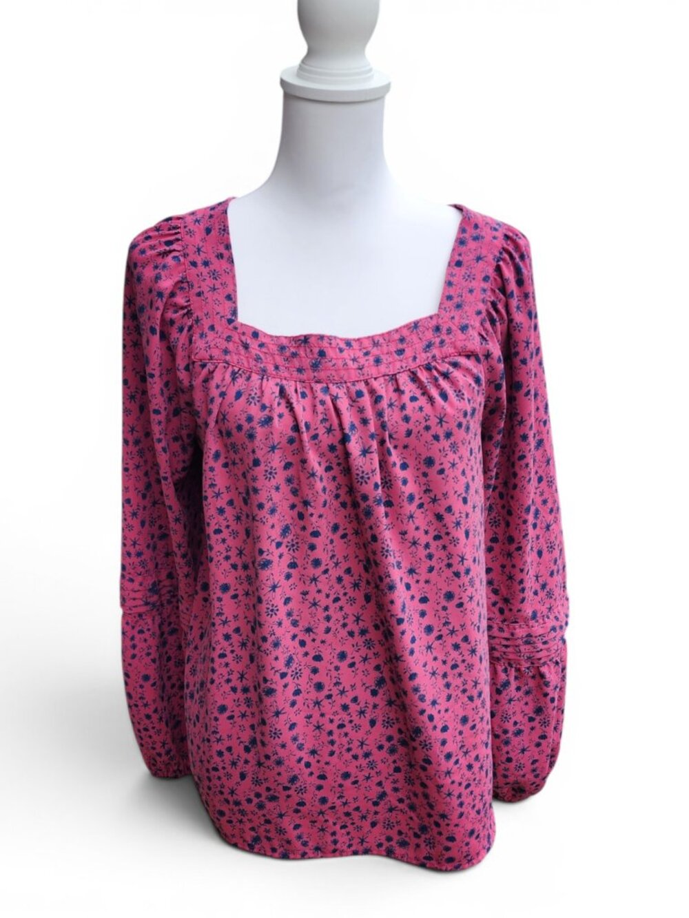 LC Lauren Conrad Burgundy Floral Long Sleeve Square Neck Blouse